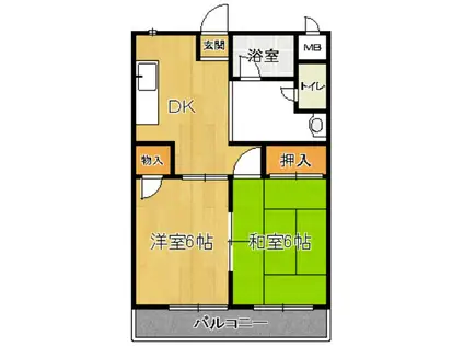 セントラルコート(2DK/3階)の間取り写真