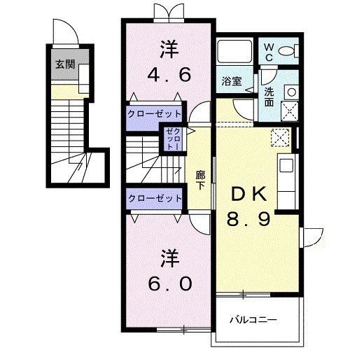 プルミエ・アムールI(2DK/2階)の間取り写真