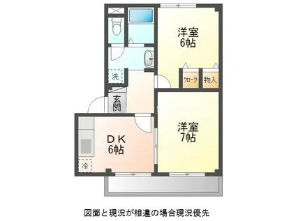 ハラマキハイツC棟(2DK/1階)の間取り写真