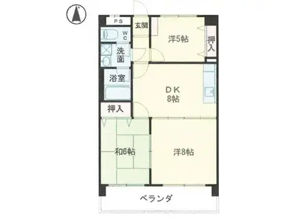 今井ドゥズィーエムマンション(3LDK/1階)の間取り写真