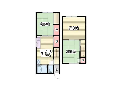 高浜町アパート(3LDK/1階)の間取り写真