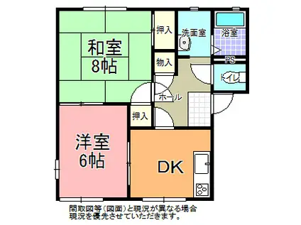JR常磐線 水戸駅 徒歩33分 2階建 築36年(2DK/1階)の間取り写真