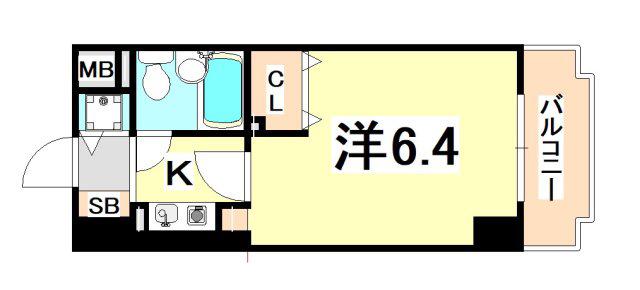 ライオンズマンション三宮東第2(1K/11階)の間取り写真