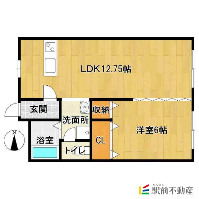 キャッスル天祐(1LDK/1階)の間取り写真