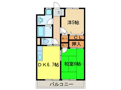 ヴィラ・グランリーオ(2DK/2階)の間取り写真