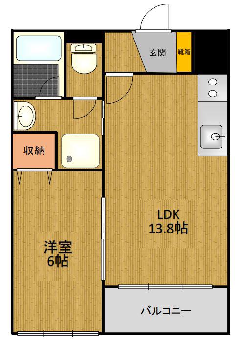 ロワイヤルさんすいI(1LDK/1階)の間取り写真