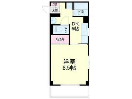 アベニュー山下(1DK/7階)の間取り写真