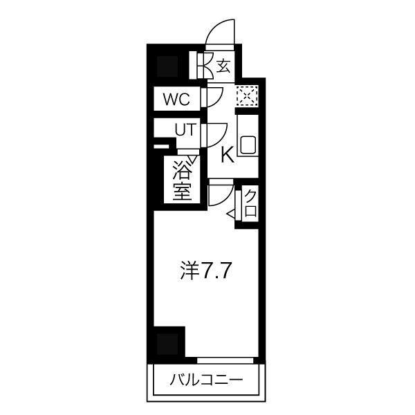 ディアレイシャス尾頭橋(1K/9階)の間取り写真