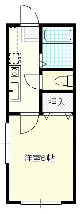 サンライズ東松山(1K/2階)の間取り写真