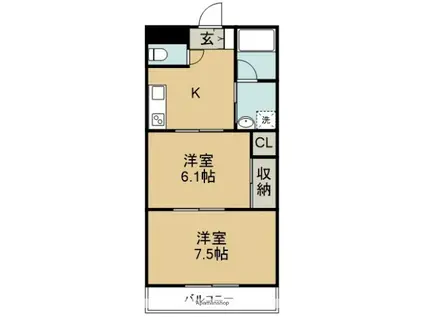 アーバンコート沖洲(2K/2階)の間取り写真