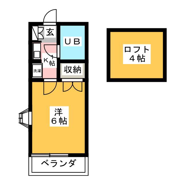 JOYフル六会(1K/2階)の間取り写真
