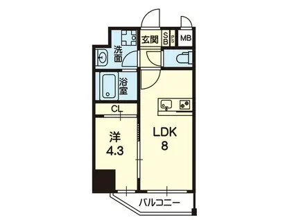 ARTIZA熊本新町(1LDK/13階)の間取り写真