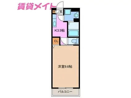 セントリバーヒルズひばりが丘 II(1K/1階)の間取り写真