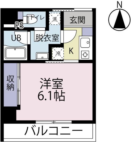 シャムロック城山(1K/4階)の間取り写真