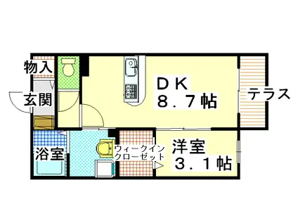 ラヴィ・クレール(1LDK/2階)の間取り写真