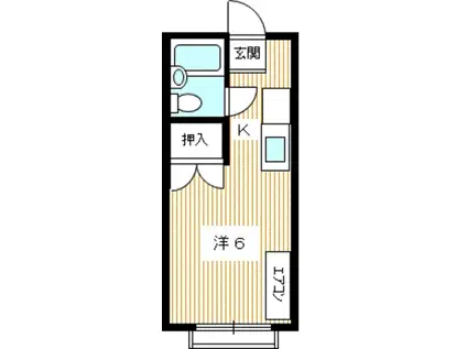 アトリオI(1K/2階)の間取り写真