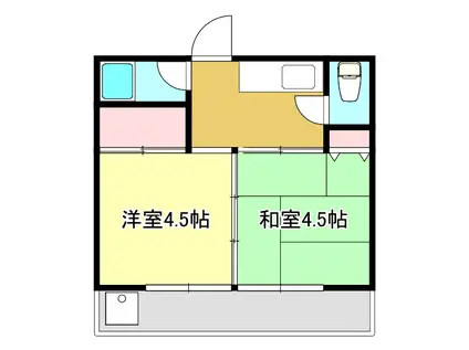 パールハイツ(2K/1階)の間取り写真