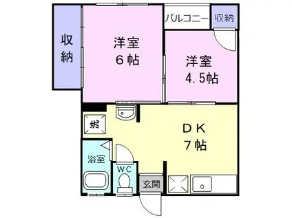 プレゼンス紀伊I(2DK/3階)の間取り写真