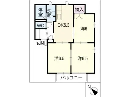 シャルマンY(3DK/2階)の間取り写真