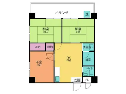 トーマスマンション泡瀬Ⅱ(3DK/3階)の間取り写真