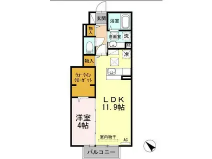 インペリアル(1LDK/1階)の間取り写真