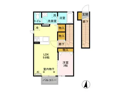 JR宇都宮線 宝積寺駅 徒歩27分 2階建 築13年(1LDK/2階)の間取り写真
