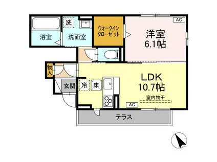 CLIVIA クリビア(1LDK/1階)の間取り写真