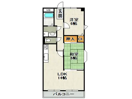 ファミール安倉(2LDK/3階)の間取り写真