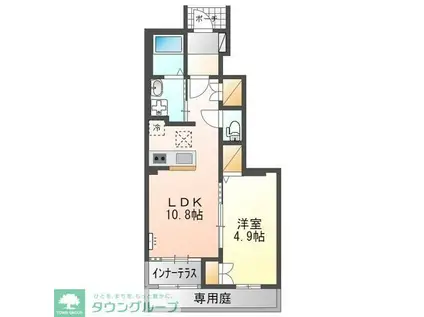 ウォーターミル十一番館(1LDK/1階)の間取り写真