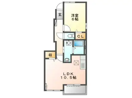 リモーネ楠(1LDK/1階)の間取り写真