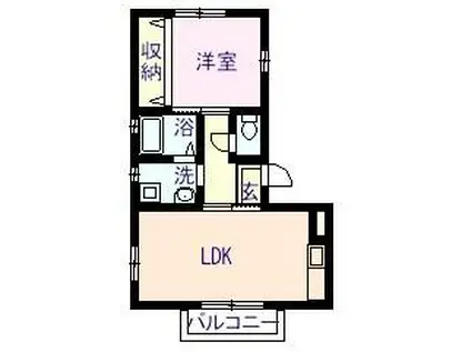 カーサ上熊本(1LDK/2階)の間取り写真