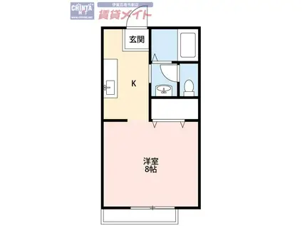 ディアコートみやびIII(1K/1階)の間取り写真