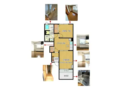 パルフェ・三隈(2DK/1階)の間取り写真
