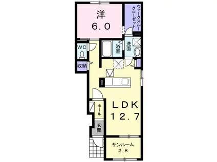 エスポアール(1LDK/1階)の間取り写真