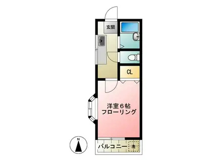 スカイウイング(1K/2階)の間取り写真