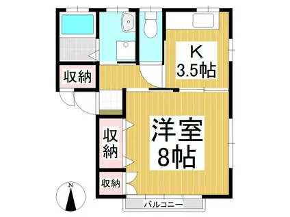 コーポ山越I(1K/1階)の間取り写真