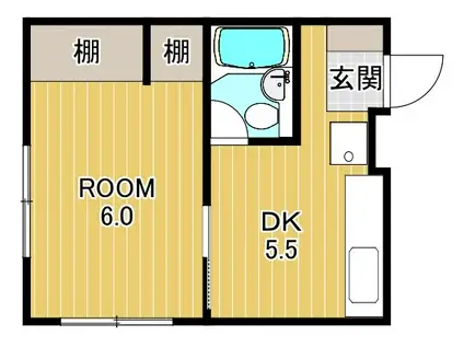 若松マンション(1DK/3階)の間取り写真