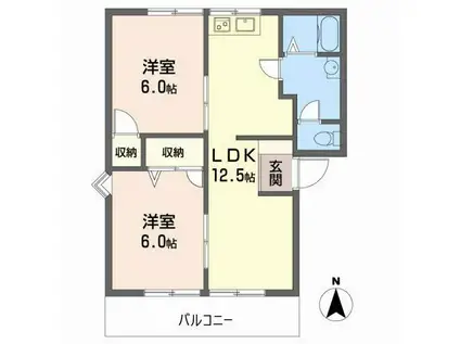 フレグランスピュアI(2LDK/2階)の間取り写真