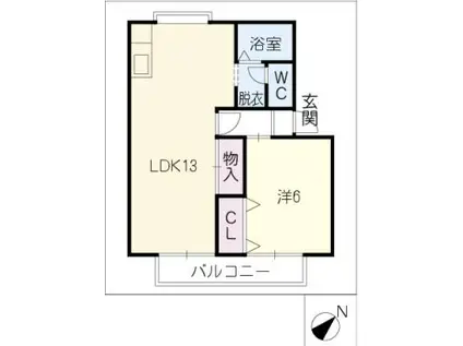 プレジールアラオ(1LDK/1階)の間取り写真