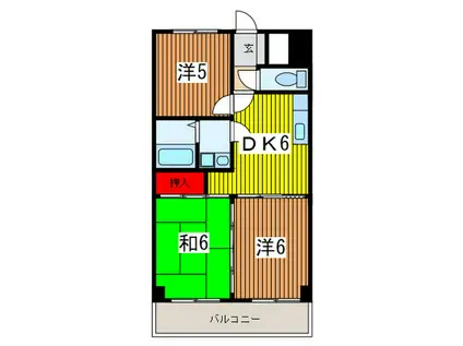 常盤壱番館(3DK/4階)の間取り写真