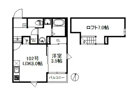 ステーブル佐賀(1LDK/1階)の間取り写真