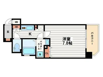 エイペックス大阪城西(1K/7階)の間取り写真