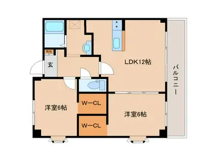 アクール添川(2LDK/1階)の間取り写真