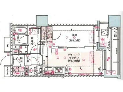 ザ・パークハウスアーバンス東五反田(1DK/6階)の間取り写真