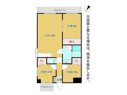 リアライズ到津(3LDK/1階)の間取り写真