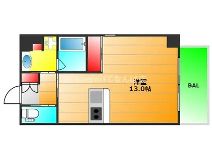 フェリスタ堀江(ワンルーム/4階)の間取り写真