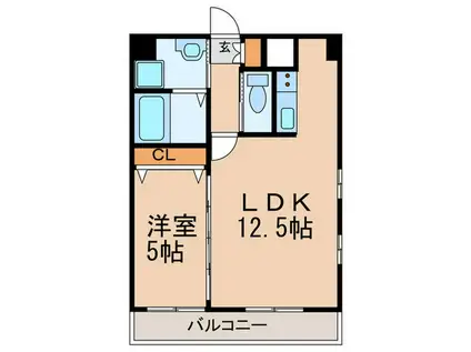 メゾンI本陣(1LDK/1階)の間取り写真