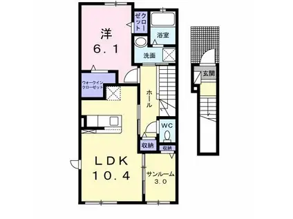 JR相模線 下溝駅 徒歩11分 2階建 築4年(1LDK/2階)の間取り写真