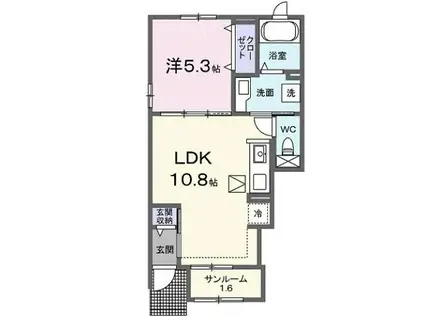 グラン シエル 弐番館(1LDK/1階)の間取り写真