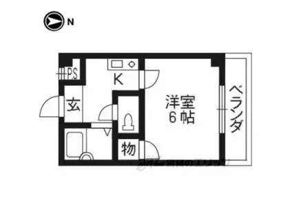 セゾン田辺(1K/2階)の間取り写真